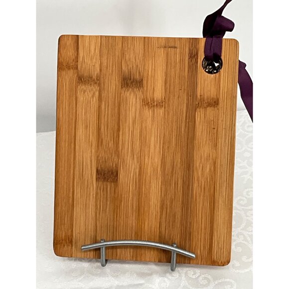 Bamboo Cheese Board With Grape Metal Accents & Cheese Spreader 7" x 8.75" - Picture 2 of 2